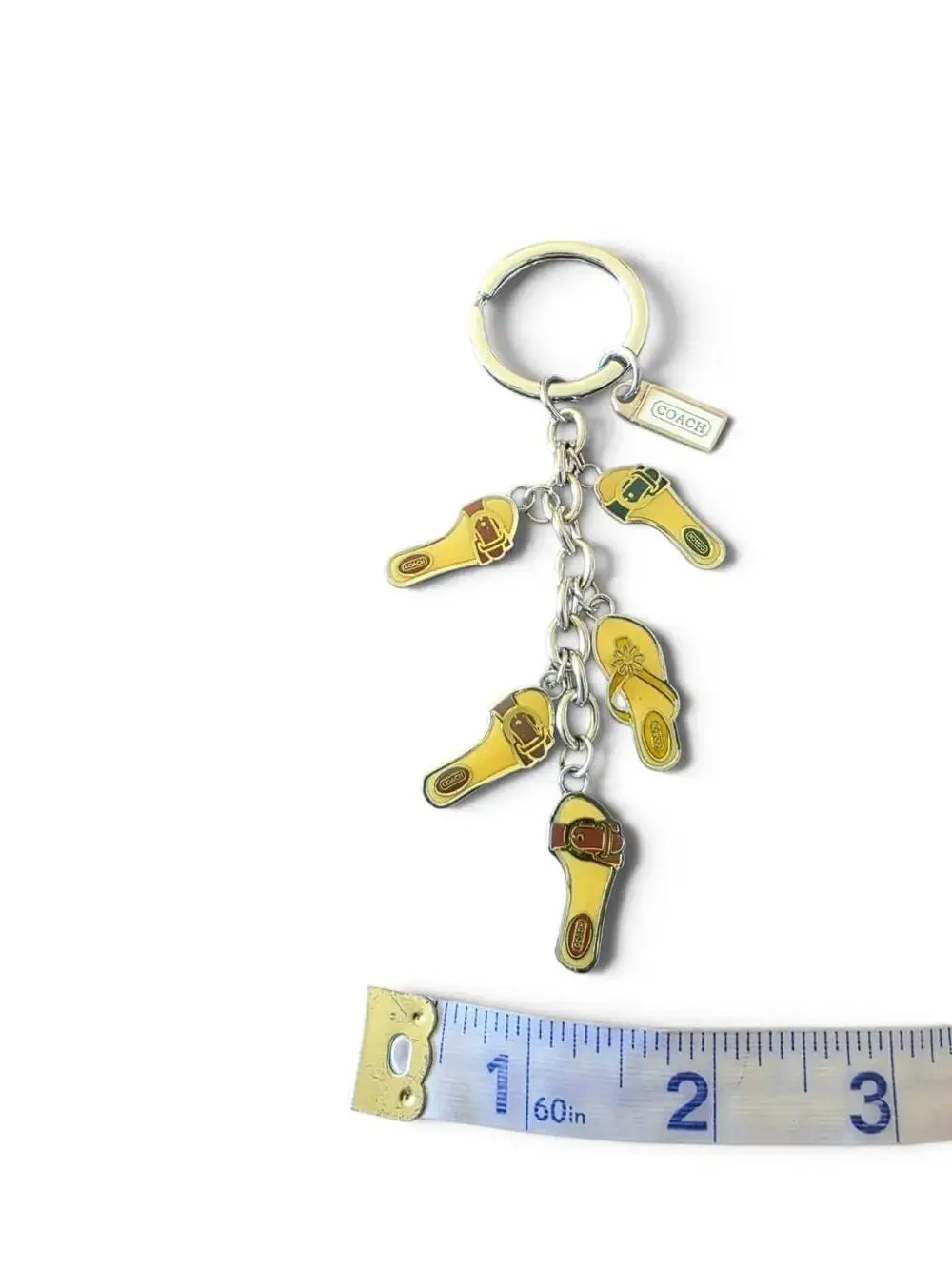 Vintage Coach Yellow Enamel Sandal Flip Flop Charm Keychain Bag Charm Y2K Rare